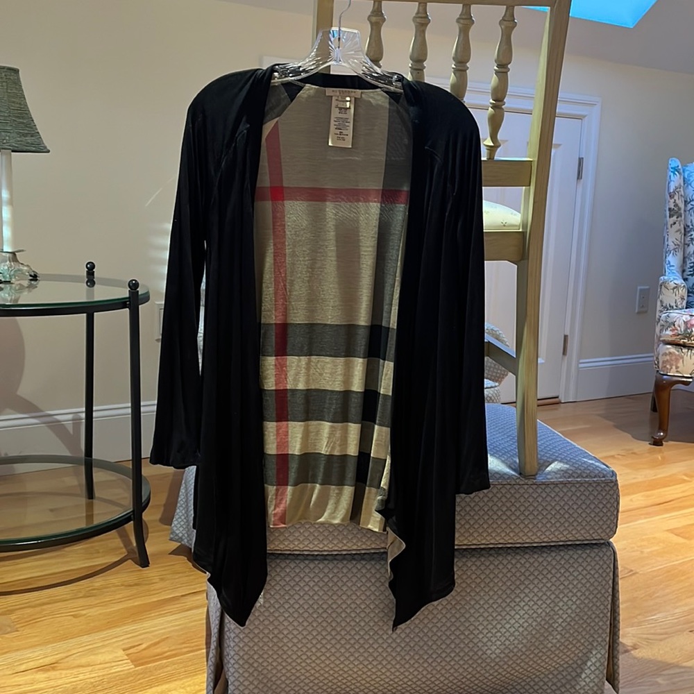 Burberry Brit Jersey Sweater Cardigan Waterfall Black/Nova check Reversible